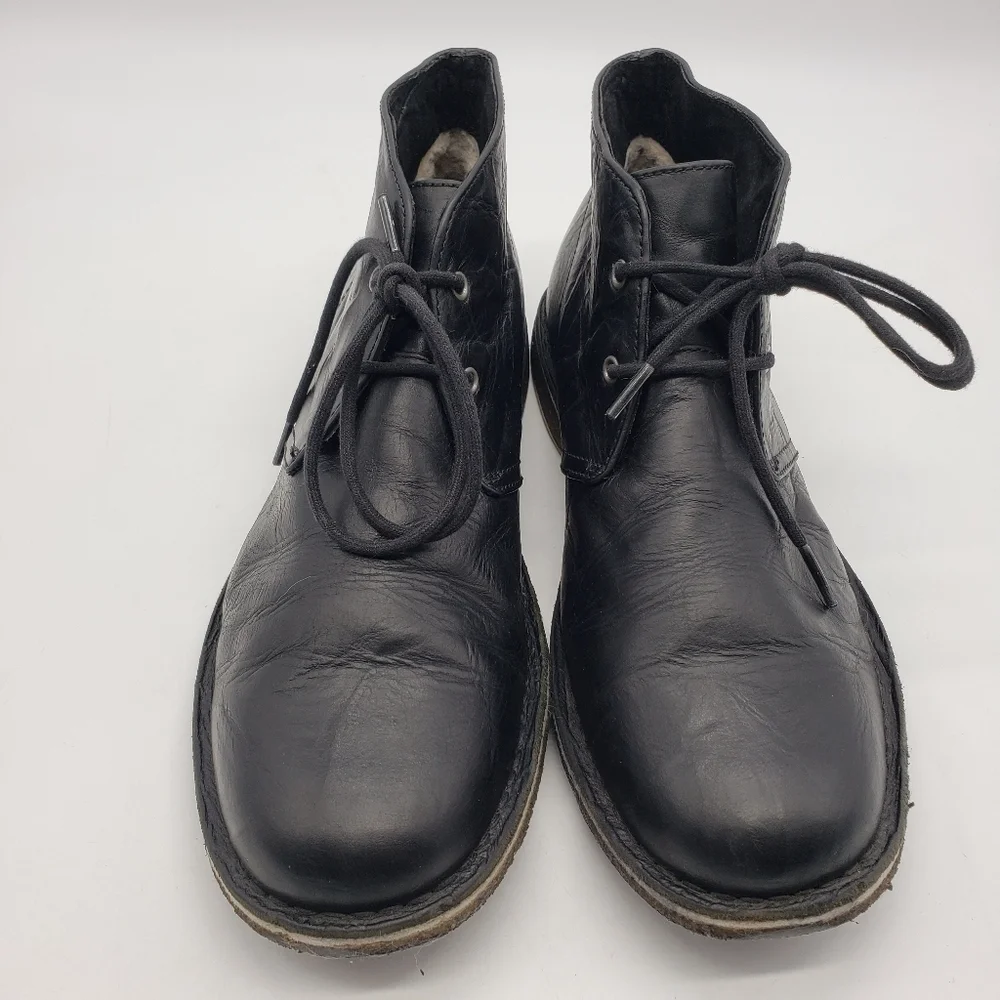 UGG Men US 9.5 EU 42.5 3275 black Leighton chukka desert boots leather lace up